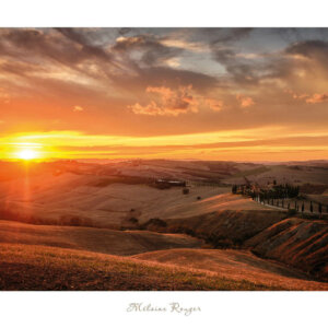 Coucher de soleil en Toscane