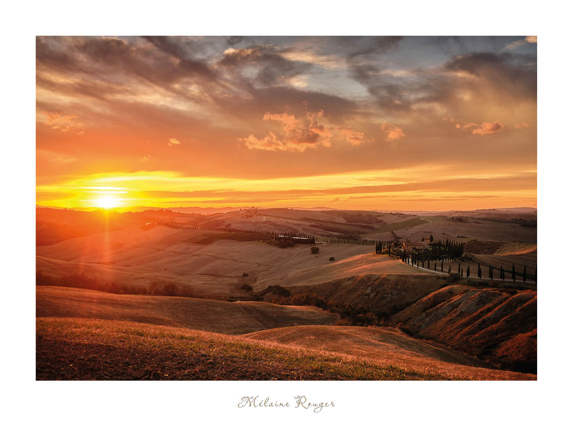 Coucher de soleil en Toscane